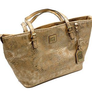 ANNE KLEIN Gold Faux Snake Skin Tote